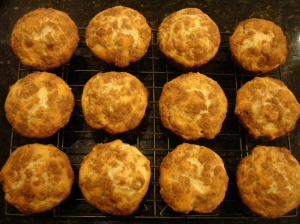 Apple muffins cooling on a rack